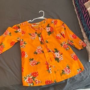 Medium shirt with orange and green and light red